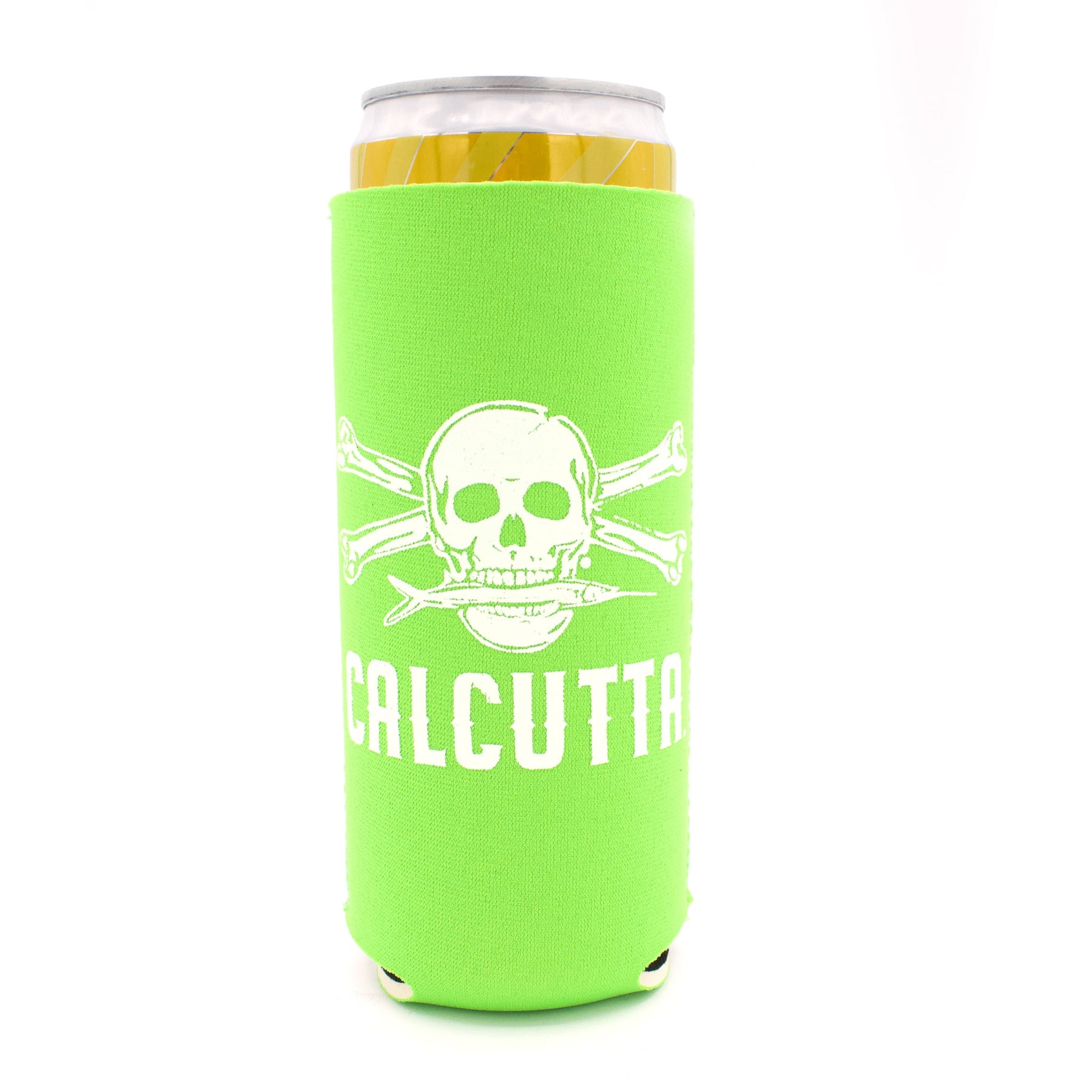 Lime green Calcutta slim can koozie