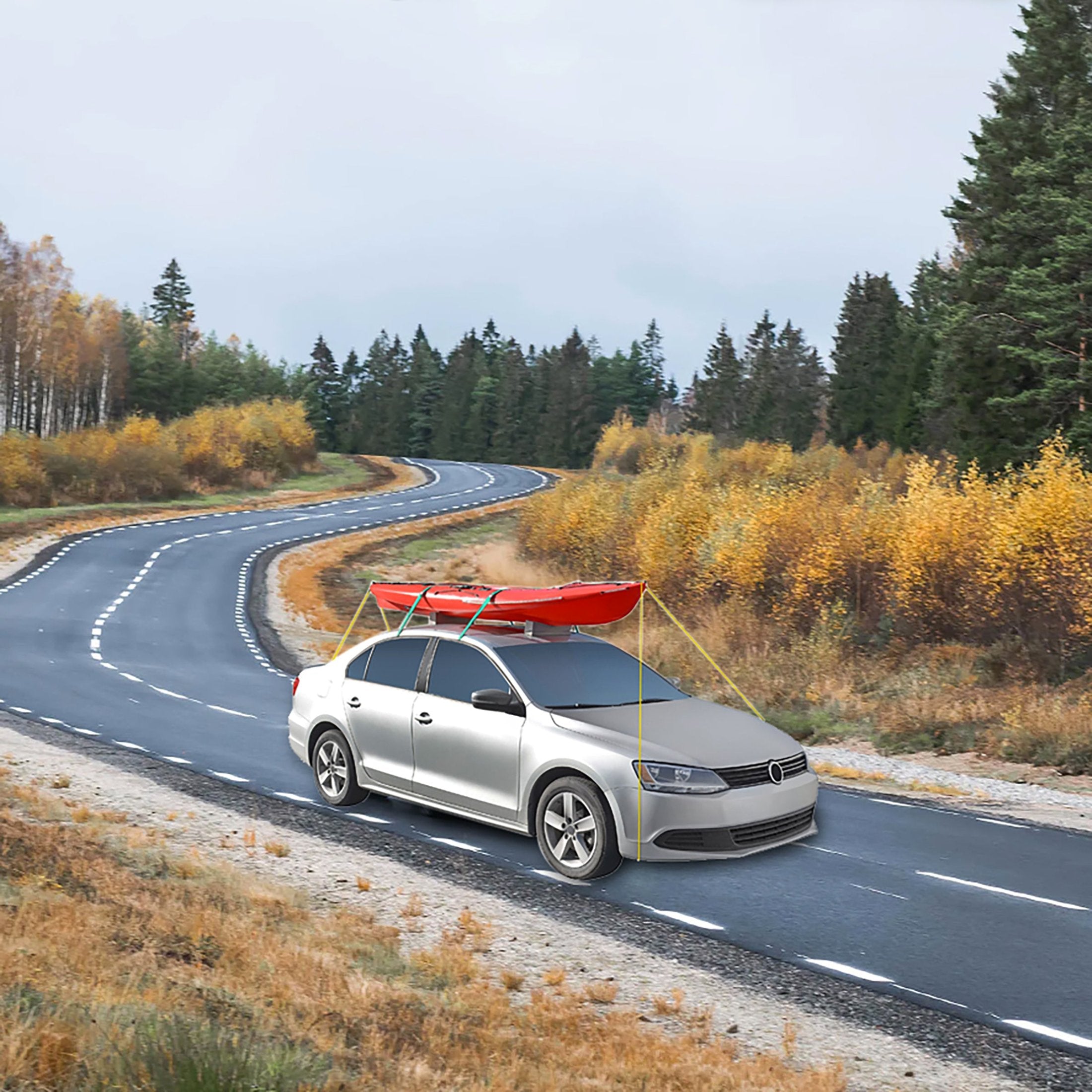 Kayak car top carrier on car