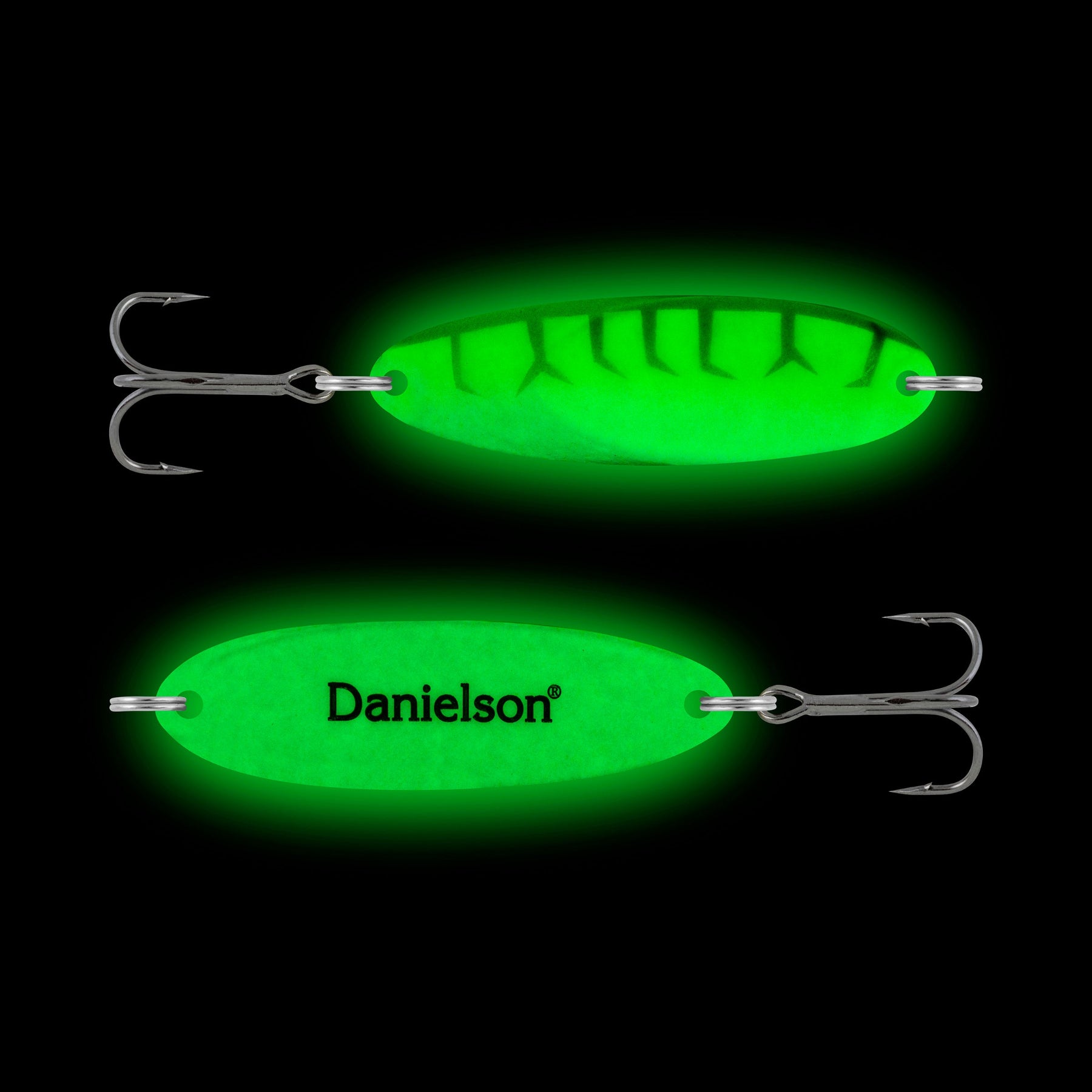 Night Fight Renegade Glow Spoons Green Worm glowing