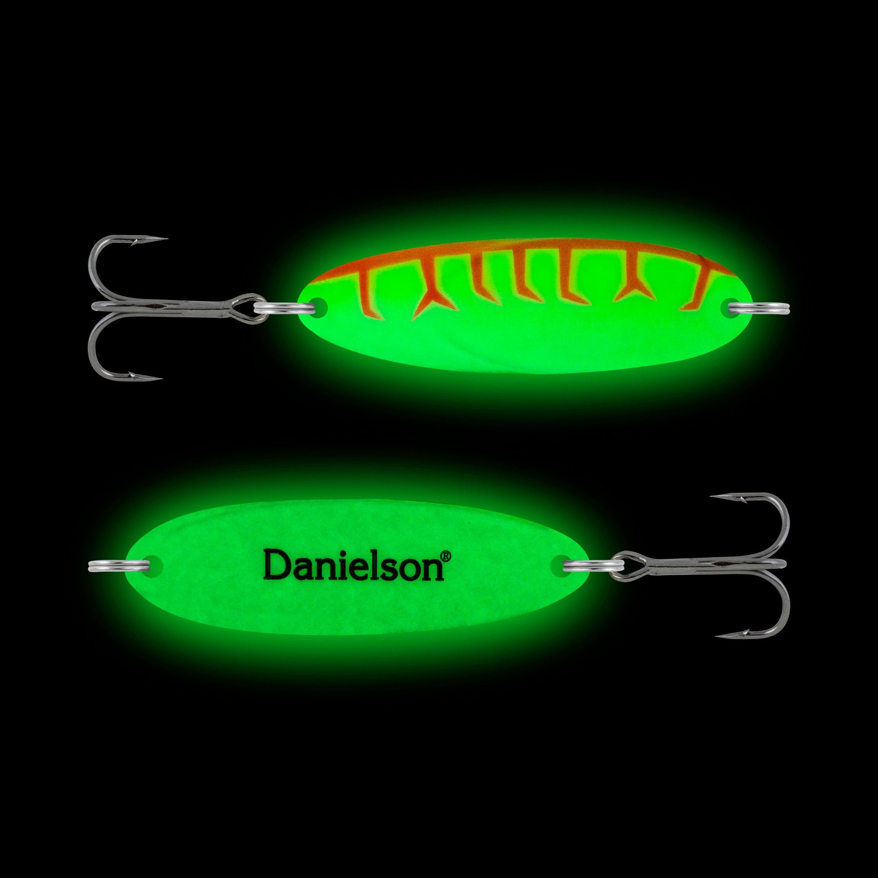 Night Fight Renegade Glow Spoons Orange Worm glowing