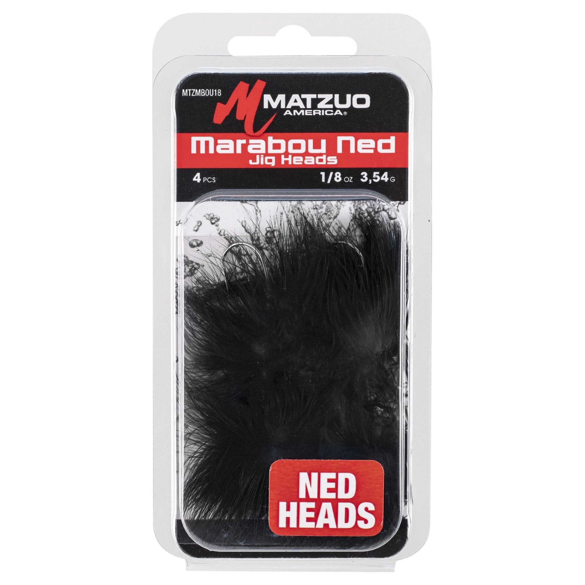 Matzuo Marabou Ned jig head black packaged