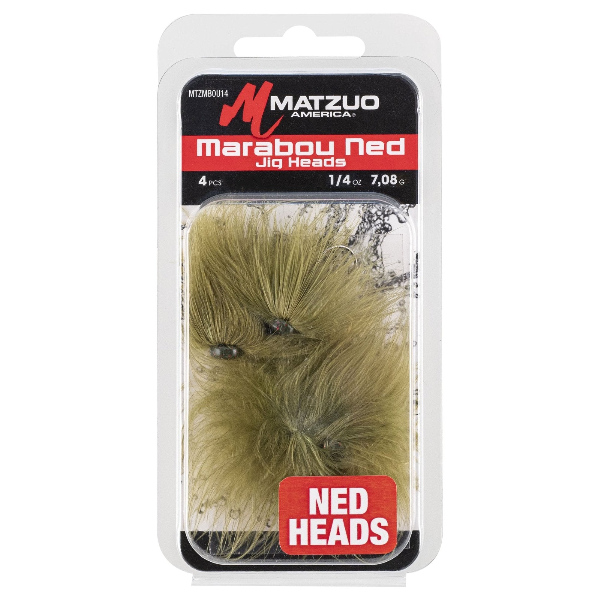 Matzuo Marabou Ned jig head olive packaged