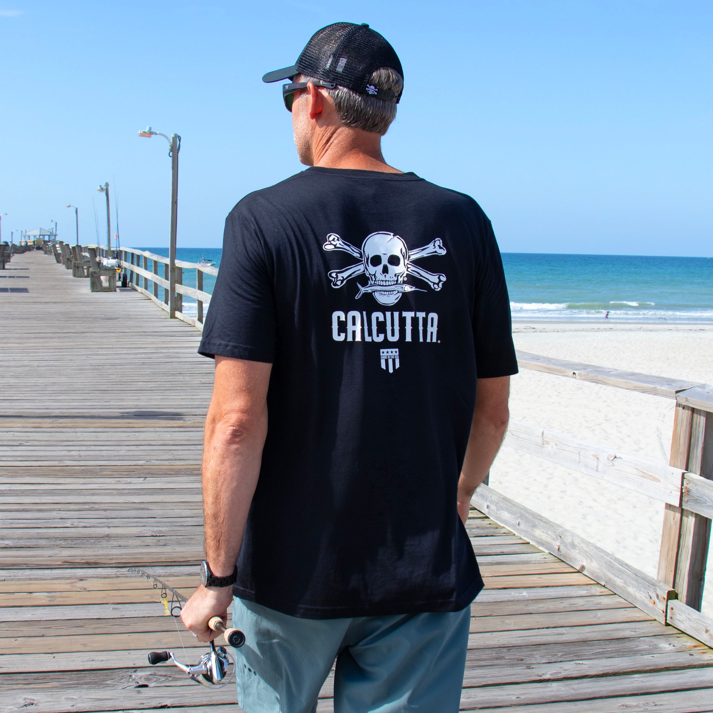 Fisherman wearing Calcutta Beech Head short sleeve t-shirt