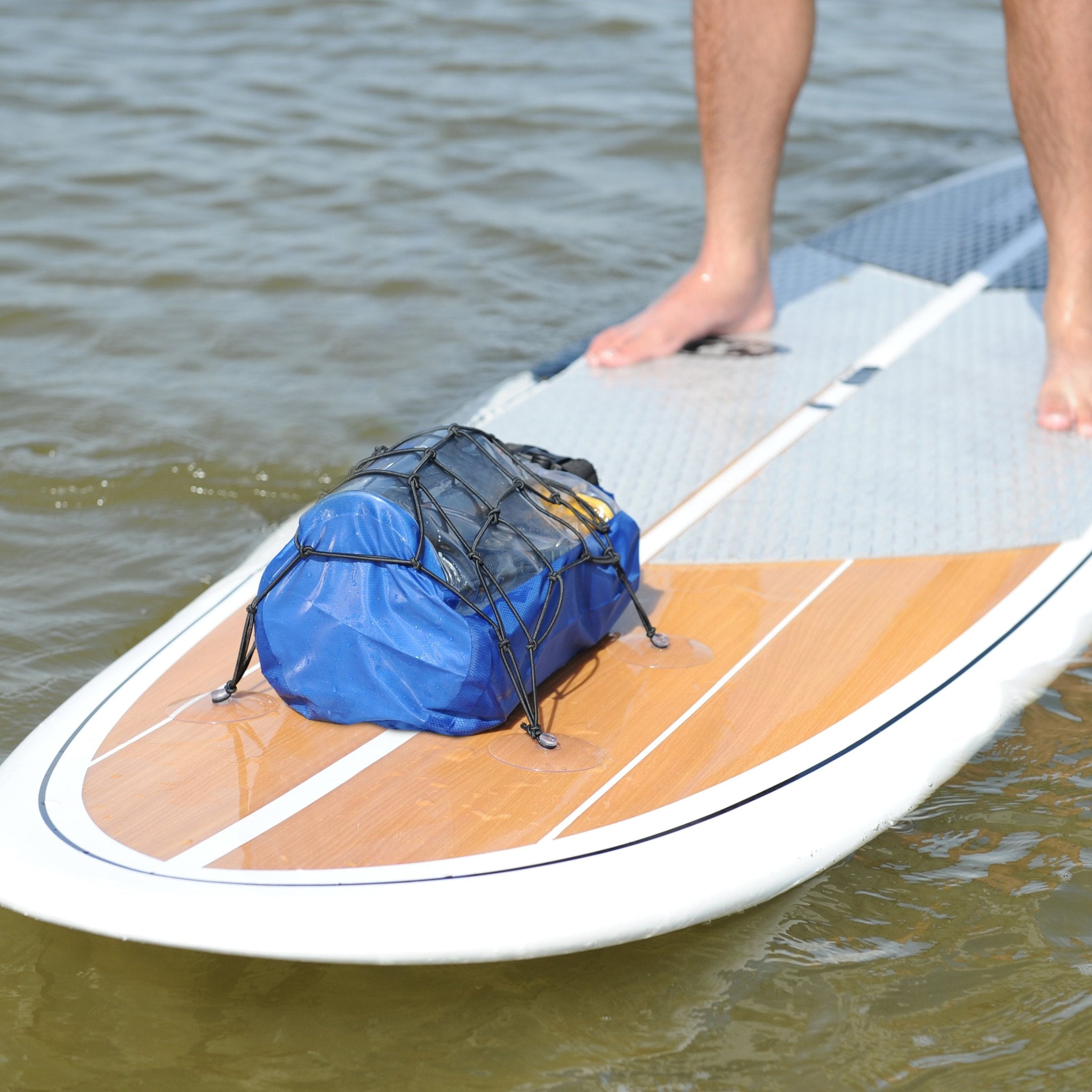 Propel Paddle Gear SUP Cargo Net with Suction Cups on Paddle Board