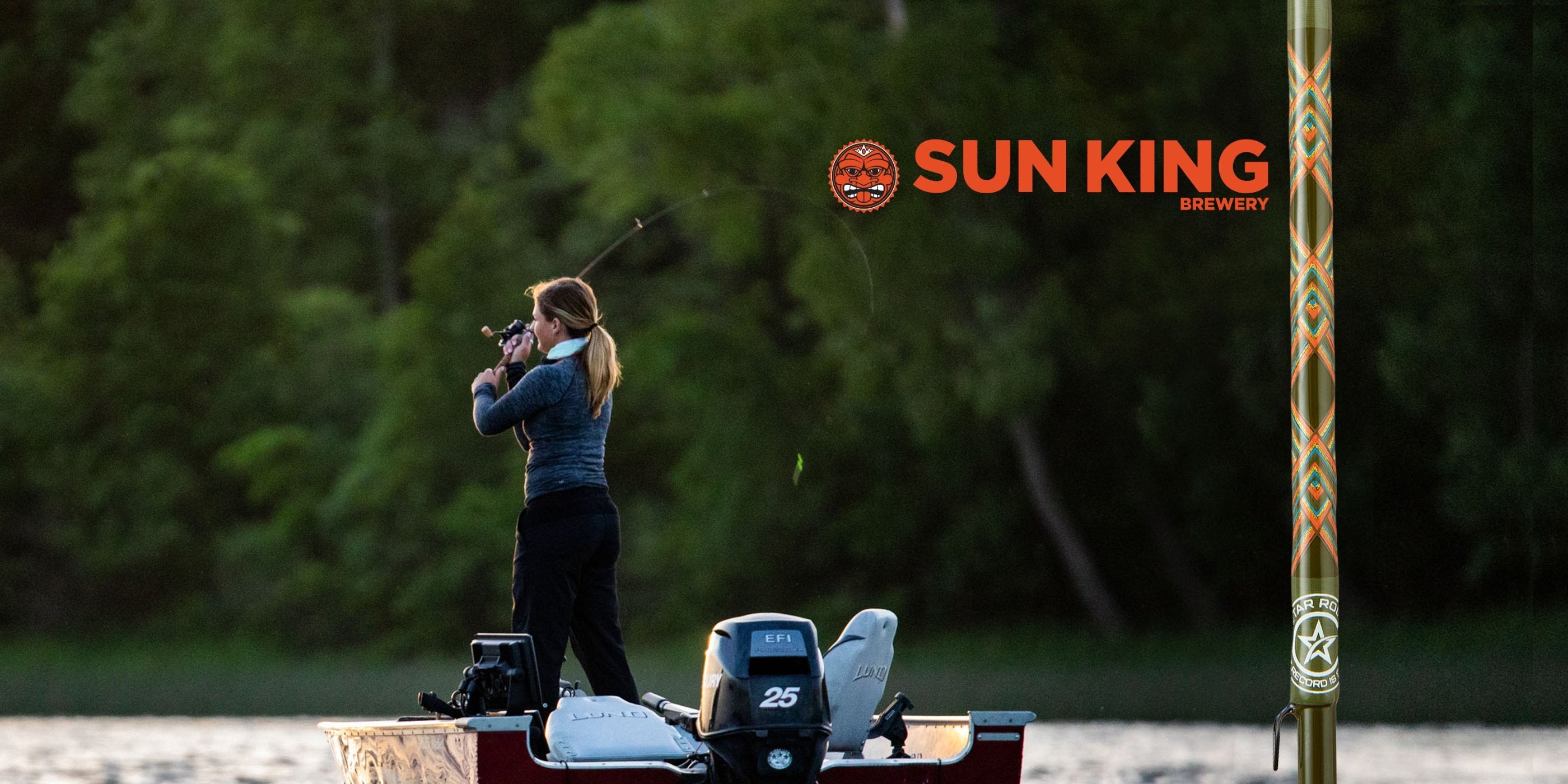 Angler casting the Sun King Brewery fishing rod