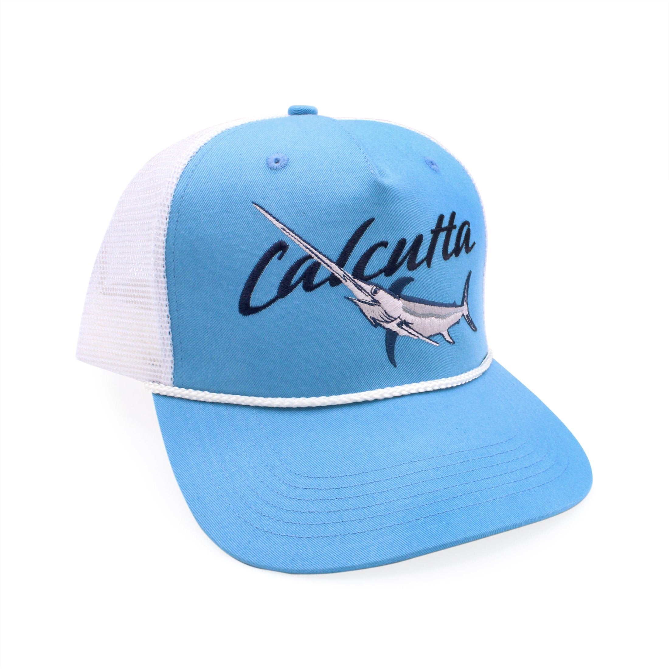 Calcutta Fishing Hat with Embroidered Swordfish and Rope Accent