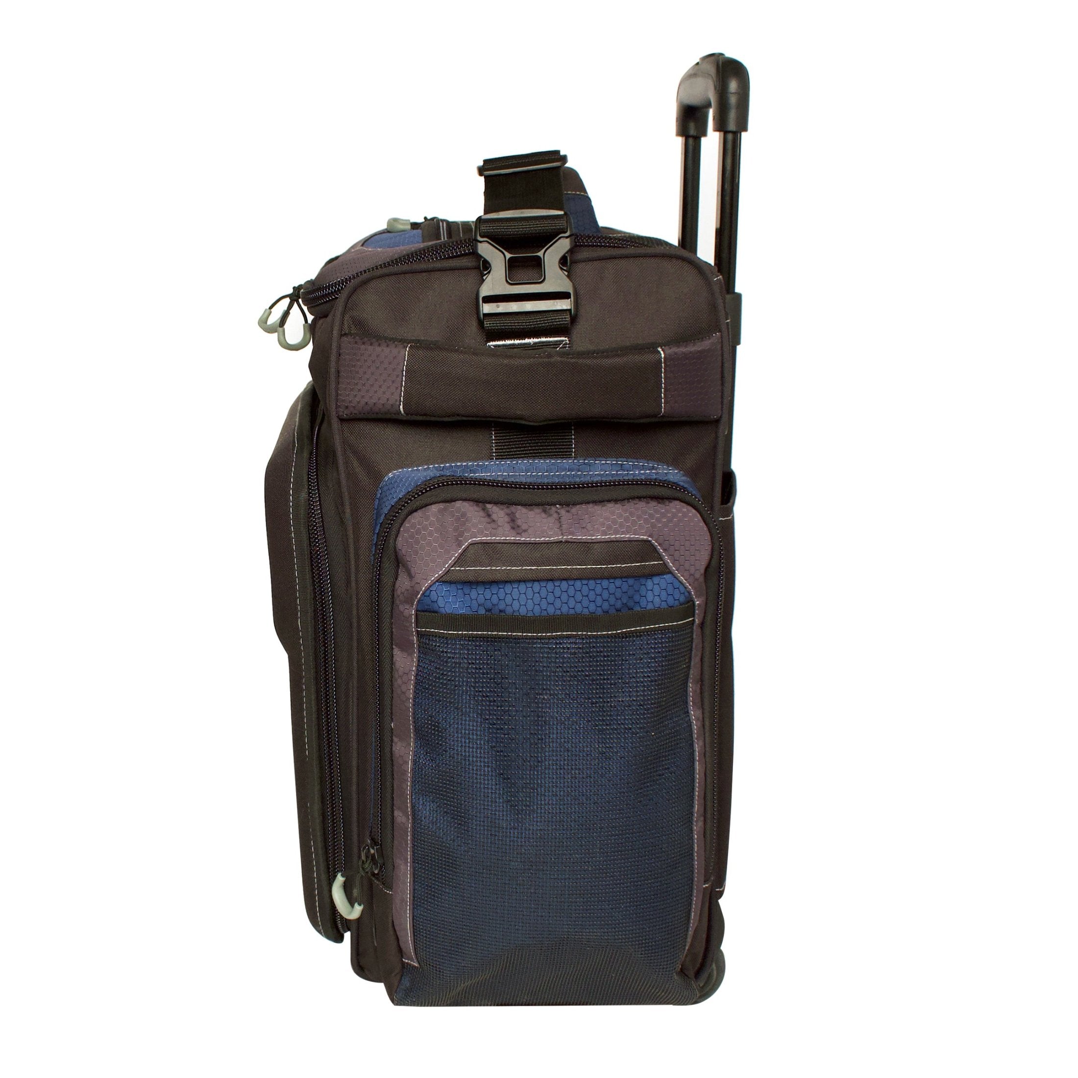 Calcutta Explorer rolling tackle bag with side pockets