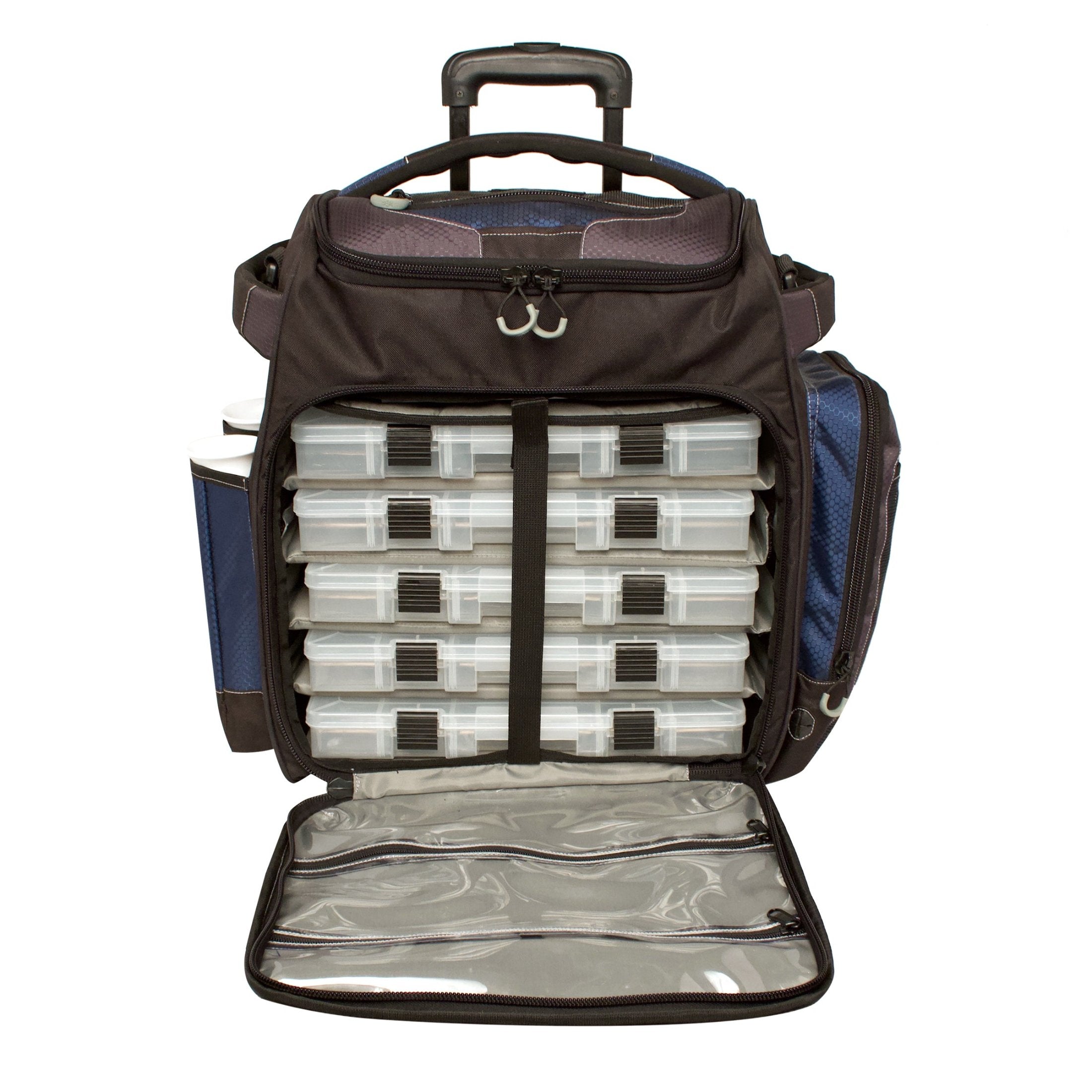 Calcutta Explorer rolling tackle bag with tackle boxes