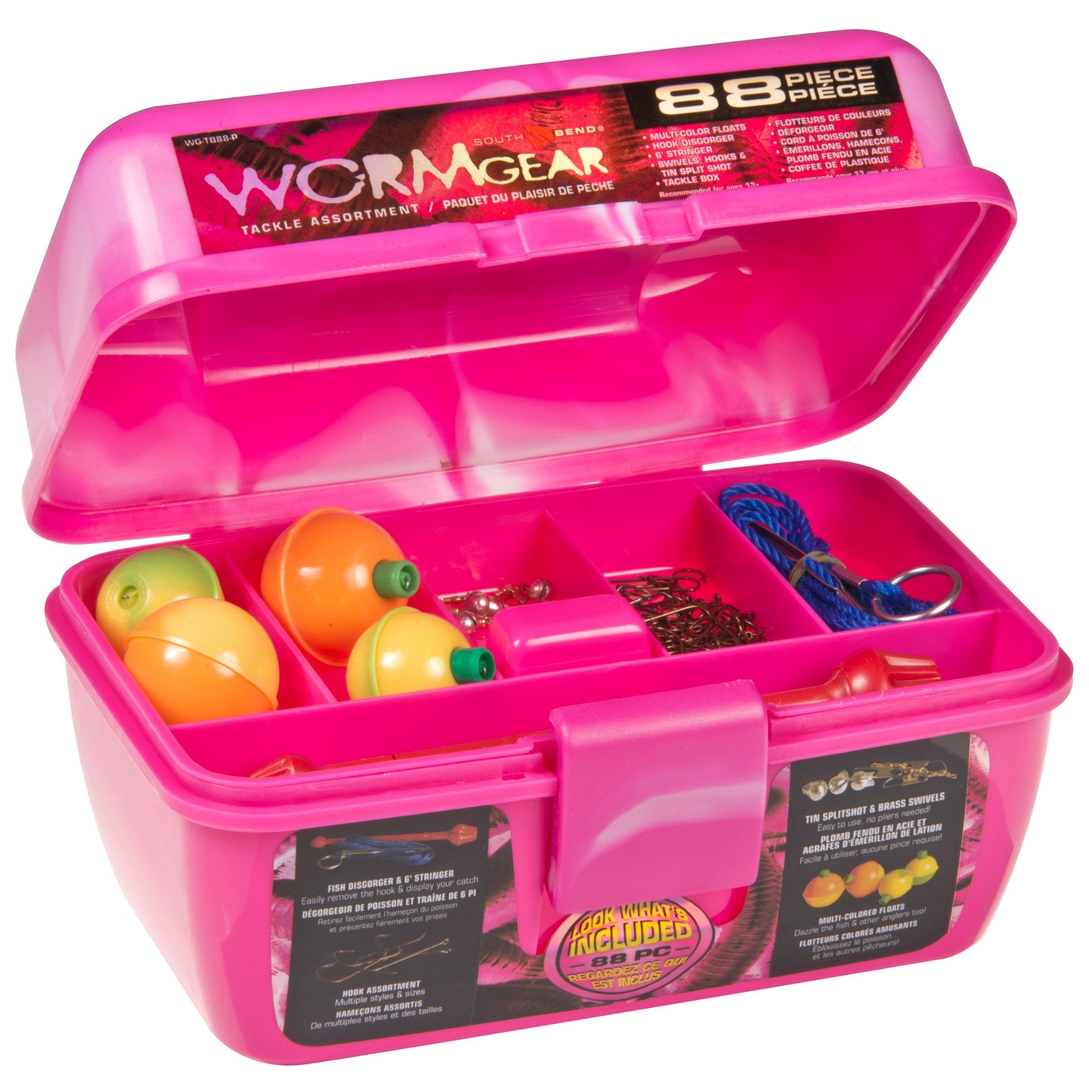 Worm Gear 88 piece pink tackle box kit