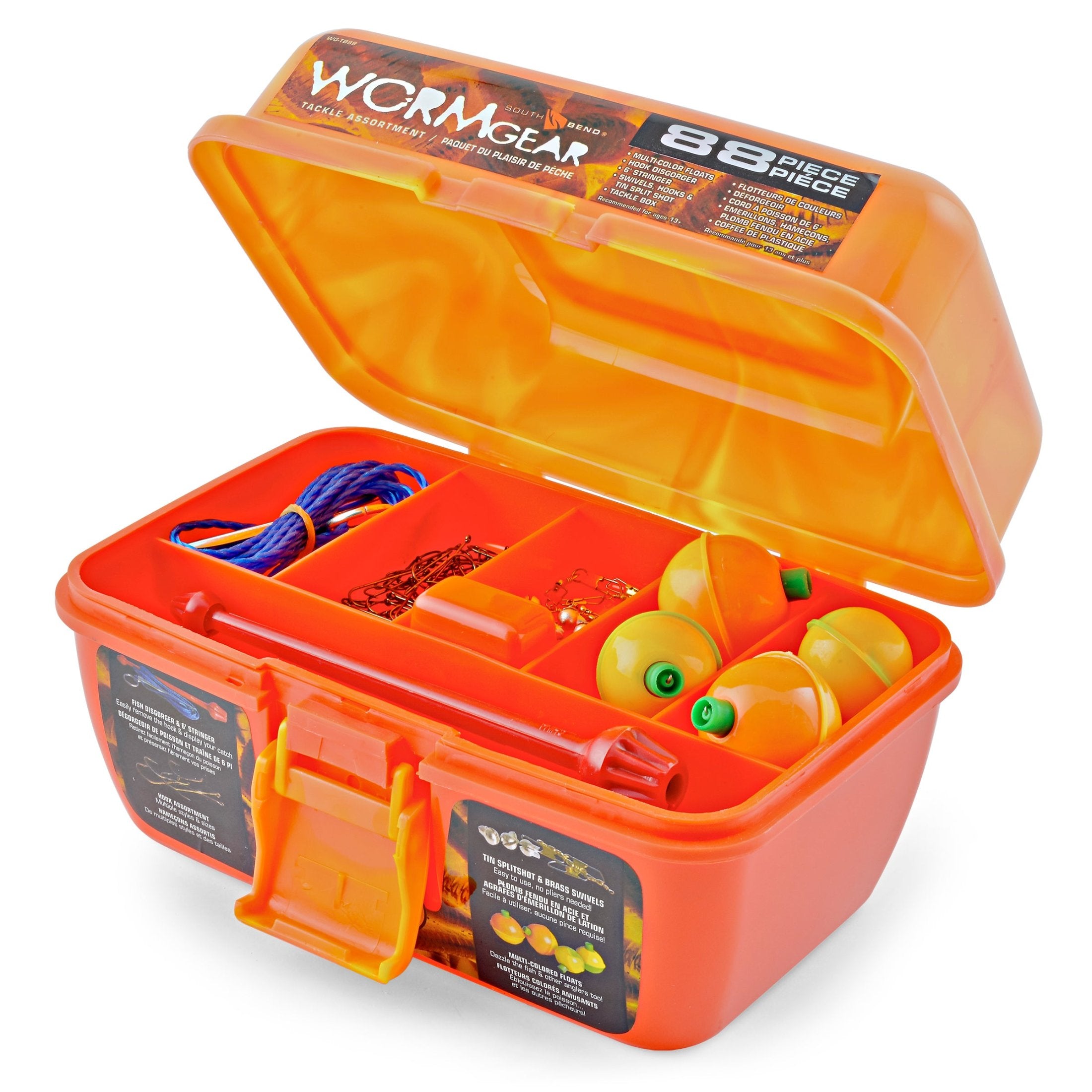 Worm Gear 88 piece orange tackle box kit