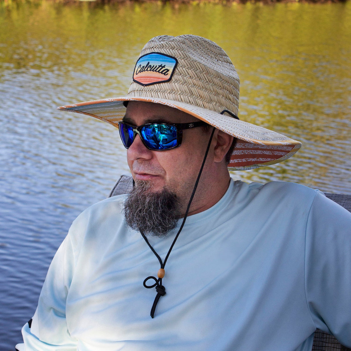 Man wearing Calcutta straw hat