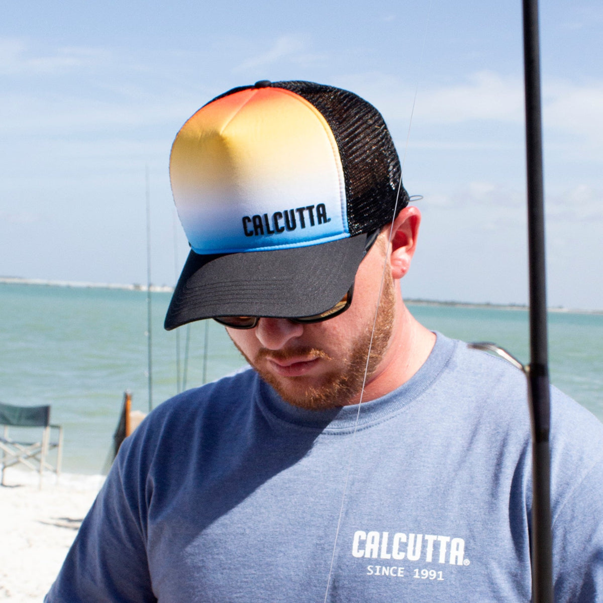 Fisherman with Calcutta hat and t-shirt