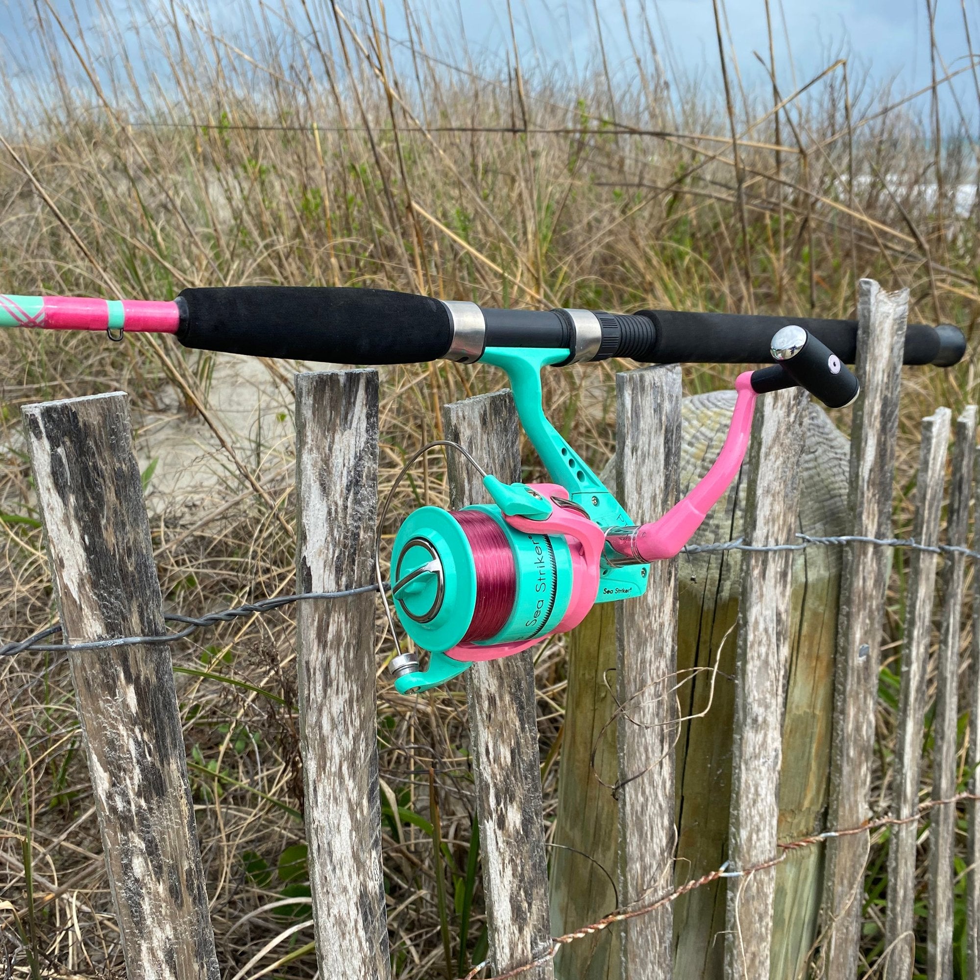 Sea Striker Pink and Teal combo on beach fence